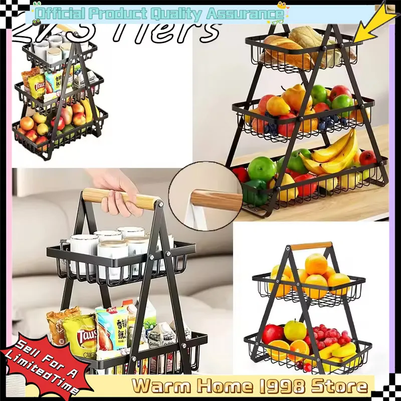 Nuevo Organizador de Cocina de 2 o 3 Niveles, Cesta para Frutas de Hierro, Portátil, para Almacenar Frutas, Pan y Aperitivos