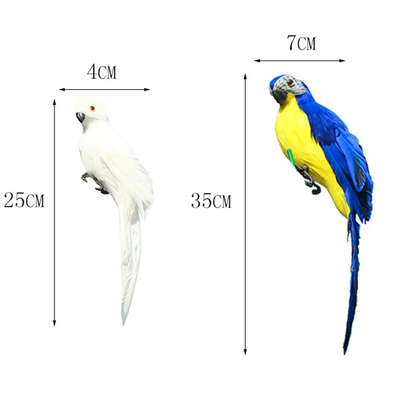 Loro Artificial de plumas de espuma hecho a mano, modelo de pájaro de imitación, estatuilla de espuma de pájaros, adorno de decoración de jardín para el hogar, 25/35cm
