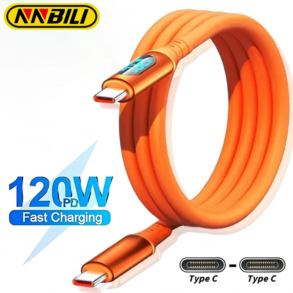 NNBILI Cable de Carga Rápida USB-C a Tipo C de 6A y 120W con Pantalla Digital LED para Samsung, HUAWEI, Xiaomi, Oppo, Vivo