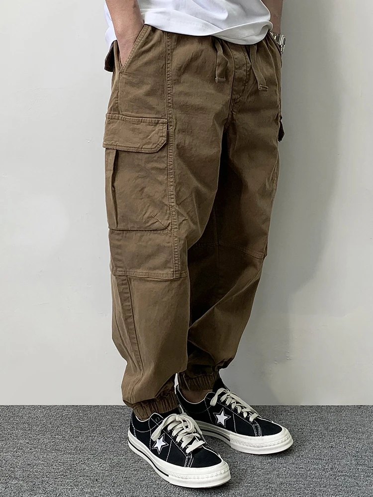 Pantalones Cargo de algodón de alta calidad para hombre, ropa informal japonesa, pantalones tácticos de talla grande, pantalones informales Harajuku para correr, pantalones de moda