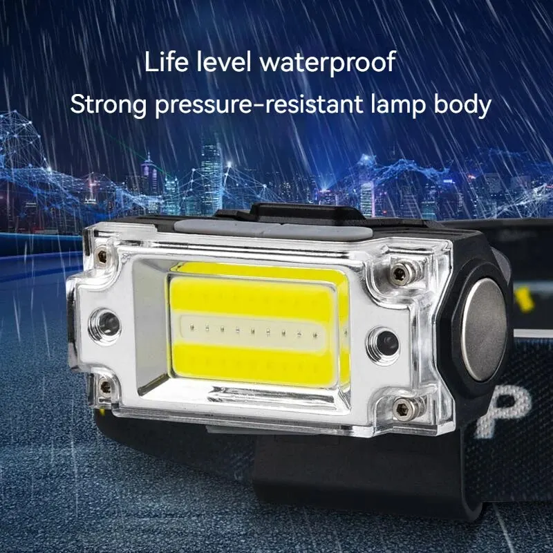 Mini linterna frontal Dual COB con Sensor, Clip para sombrero, 5 modos de iluminación, linterna de caza para acampar al aire libre, lámparas de cabeza de inducción