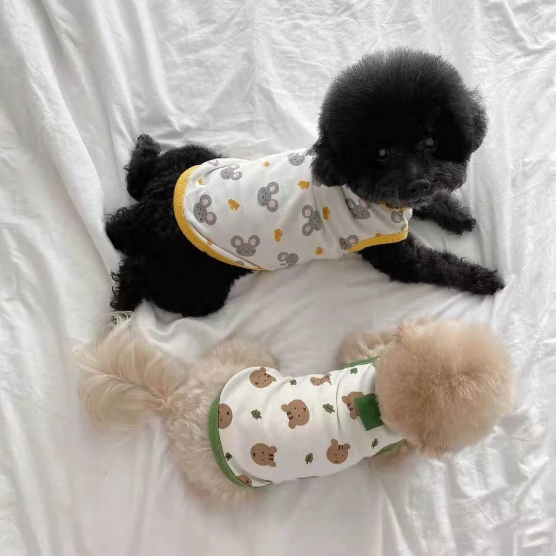 Ropa para perros, chaleco de verano para cachorros, jersey fino de Pomerania, camiseta con estampado de oso, ropa de dibujos animados de peluche, productos para perros XS-XL