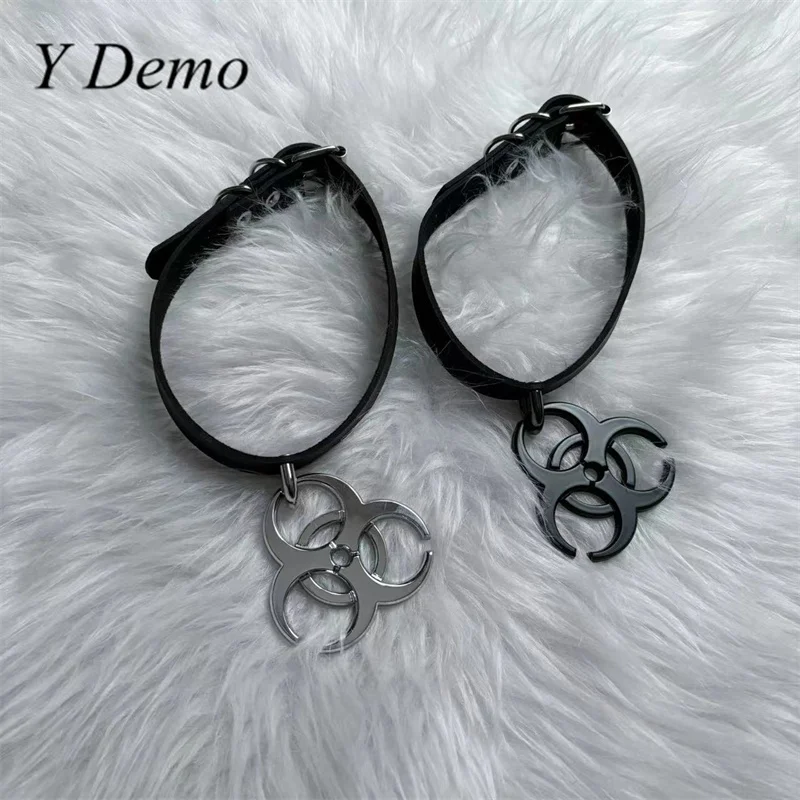 Y Demo Punk Colgante de residuos médicos Pu Cuero Gargantilla ajustable Rock Collar casual
