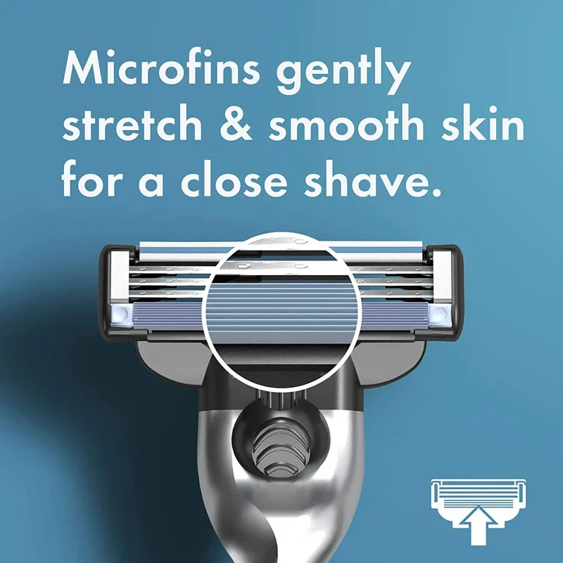 Gillette Mach 3 cabezal de afeitadora, cartuchos de repuesto con tiras de luz, cuchillas de 3 capas, corte rápido y suave, cuidado facial de barba para hombre