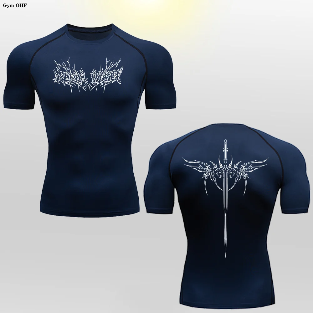 Camiseta de manga corta para hombre, camiseta de compresión, camiseta de boxeo de verano, camiseta de Rashguard para hombre, camiseta ajustada de secado rápido para gimnasio y Fitness, Anime
