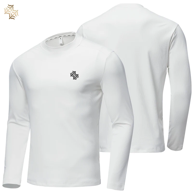 SBWL Camiseta Deportiva de Manga Larga para Hombre, de Alta Calidad, para Otoño, para Correr, Fitness, Deportes al Aire Libre, Informal de Negocios, Transpirable