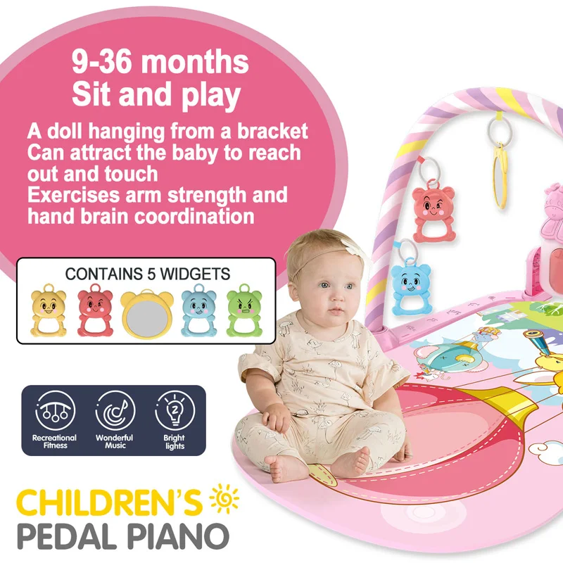 Soporte de Fitness para bebé, juego de música, juguetes de actividades de gimnasio, manta para gatear de Piano para recién nacido, almohadilla de juego de Pedal, regalos de educación temprana de 0 a 36 meses
