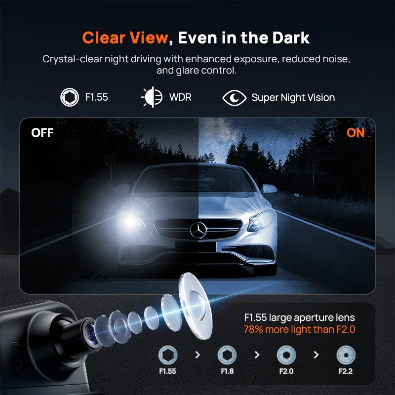 Cámara de Visión Trasera para Coche 70mai S410, Pantalla de Espejo de 9.35 Pulgadas, Delantera 2K, Trasera 1080P, Apertura F1.55, Supercondensador, Protección 24/7, 70mai S410