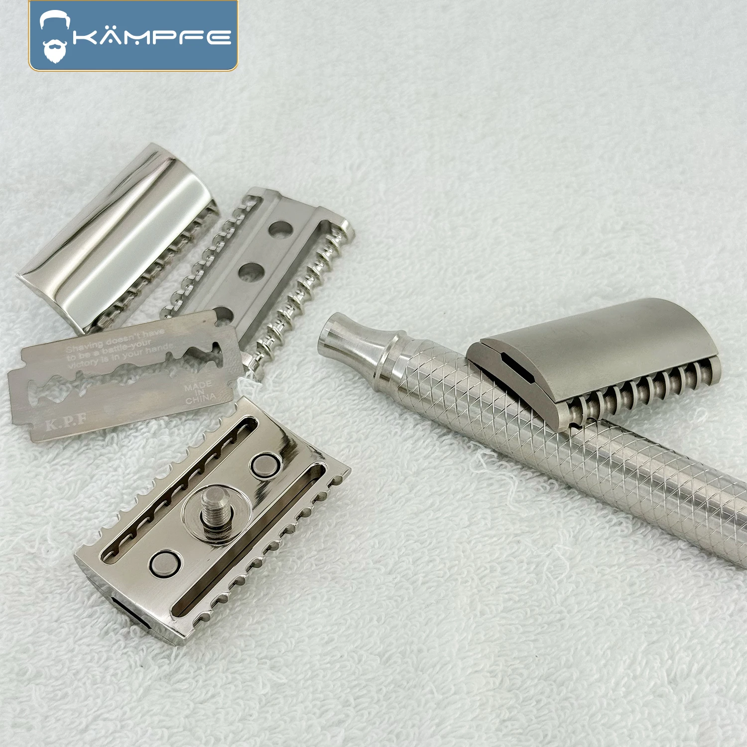 Cabezal de afeitadora de seguridad de aleación de titanio KAMPFE, fresado CNC, regalo de maquinilla de afeitar para hombres