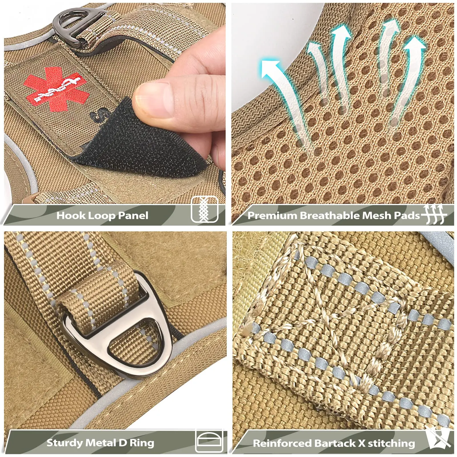 Arnés táctico para perros pequeños: chaleco para perros de servicio militar con mango vertical y chaleco reflectante para adiestramiento al aire libre