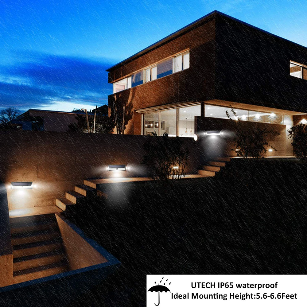 Luz LED de colector Solar para exteriores, luz de pared con Sensor, 118 luces, 4400mAh, iluminación fuerte, luz con Sensor Solar para decoración de jardín