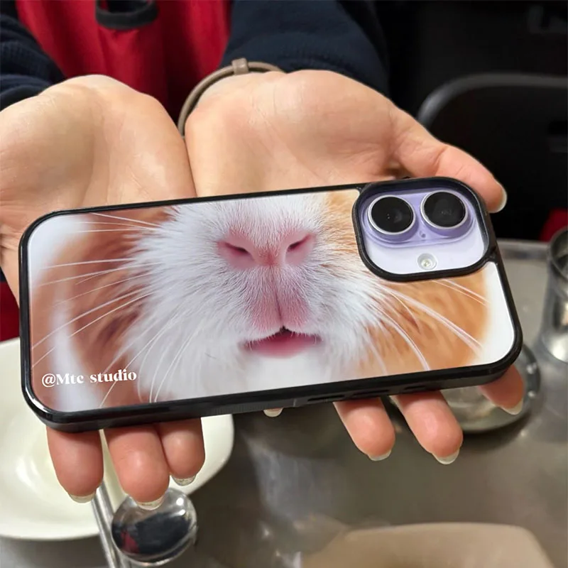 Funda de silicona a prueba de golpes con diseño de cara de conejillo de indias coreano, divertida y linda, para iPhone 17 Air 16 Pro Max 15 14 Plus 13 12 11