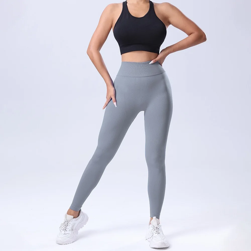 Mallas de cintura en V para mujer, pantalones de Yoga sin costuras, medias levantadoras de cintura alta, mallas deportivas ajustadas de entrenamiento para correr
