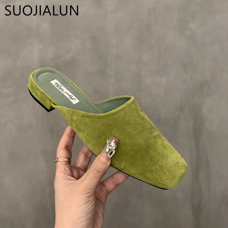 SUOJIALUN-zapatos planos de punta redonda para mujer, sandalias de vestir informales sin cordones, de tacón plano suave, para exteriores, Otoño, 2024
