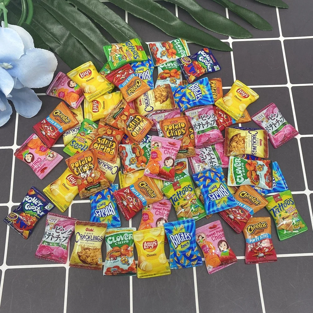 10 unids/lote 1/6 escala casa de muñecas en miniatura Chips de resina modelo Mini Snack para Blyth BJD OB11 decoración para casa de muñecas accesorios de juguetes