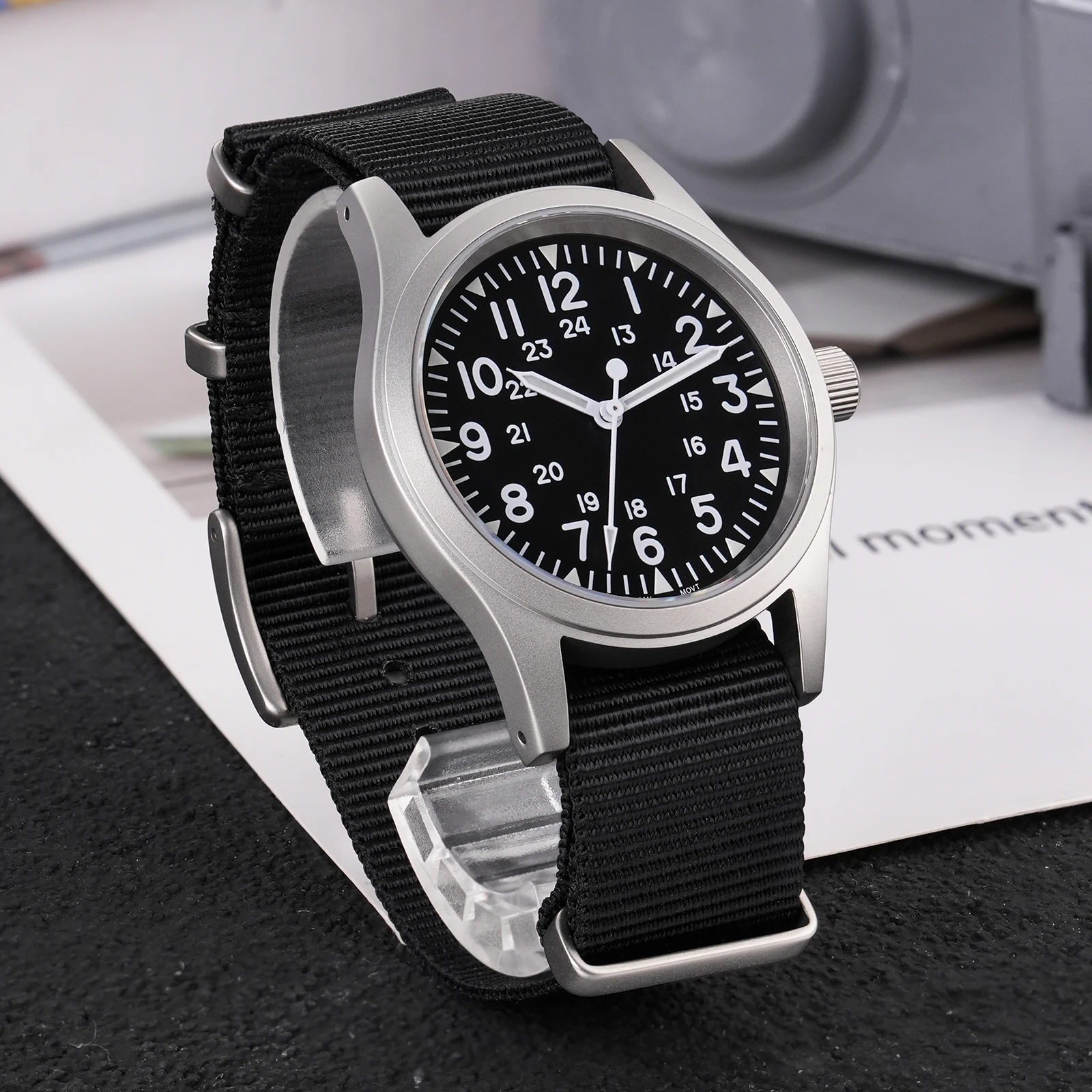 Reloj militar Militado ML05 VH31, movimiento de barrido, reloj de pulsera con cristal de zafiro abovedado, revestimiento AR de alta claridad, relojes Vintage de 38mm