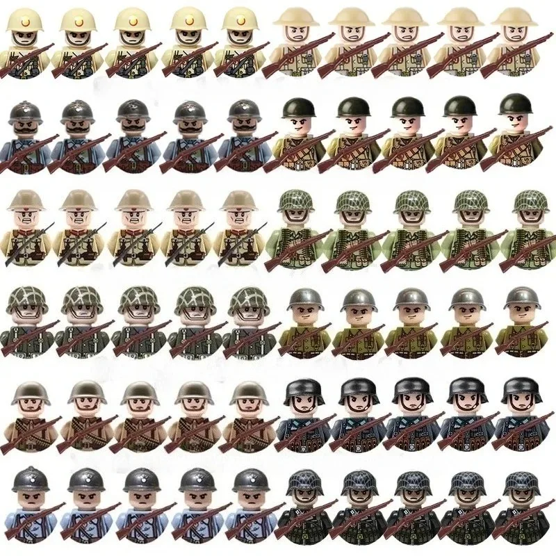 Bloques de construcción de personajes militares de varios estilos, bloques de construcción ensamblables DIY, juguetes de colección y regalos para niños