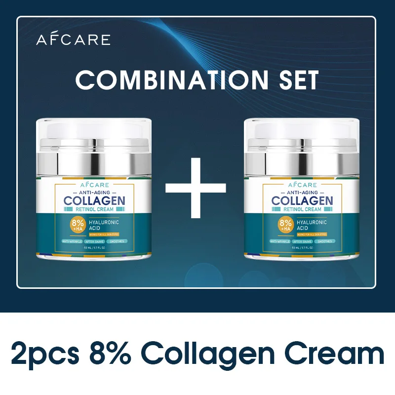 Crema Facial con 8% de Colágeno, Ácido Hialurónico de Alta Calidad, Retinol Antiarrugas, Hidratante y Antienvejecimiento