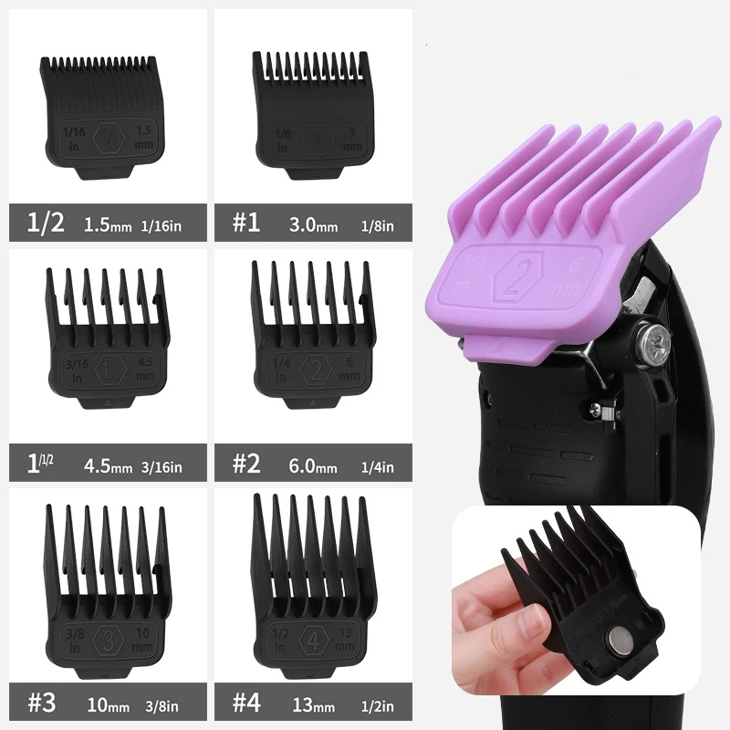 Nuevo peine de límite de 6 uds con magnetismo para Máquina para cortar cabello Wahl, protectores para cortadora de pelo negro, peines guía de corte profesional para peluquería