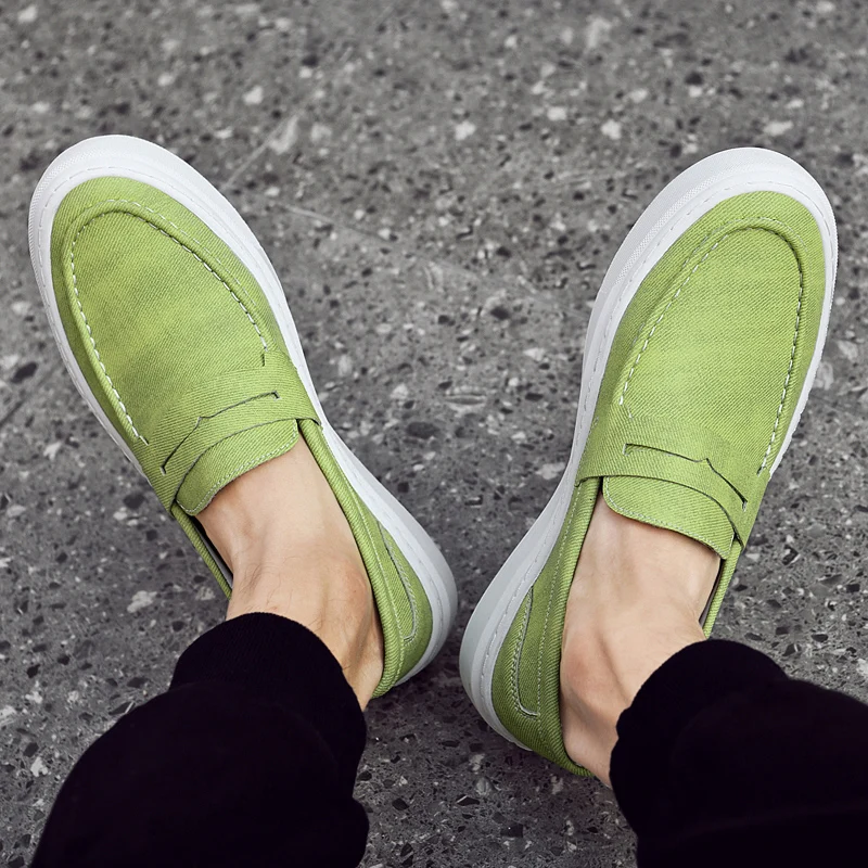 Mocasines de marca de diseñador para hombre, zapatos informales verdes, zapatos planos ligeros de suela blanda para caminar, zapatillas de deporte marrones de lujo para hombre