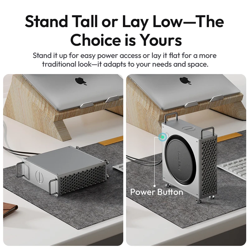 Ulanzi QT01 Funda de aleación de aluminio para Mac Mini M4/M4 Pro con elegante hueco trasero a enfriamiento rápido