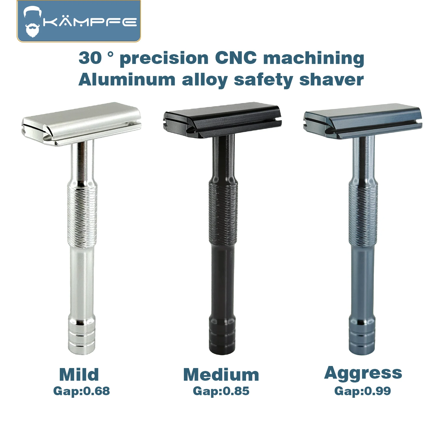 KAMPFE Maquinilla de Afeitar Manual de Seguridad de Aluminio de Doble Filo con Hoja Cerrada, Grabado CNC, Afeitadora Clásica Suave para Hombres y Mujeres, Regalo
