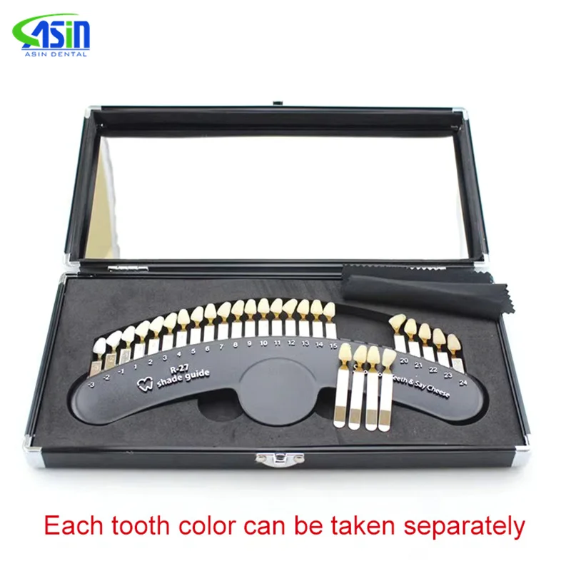 27 colores guía de sombra 3D tablero de tabla de sombra de dientes comparador de colores juego de blanqueamiento Dental placa Dental blanqueadora