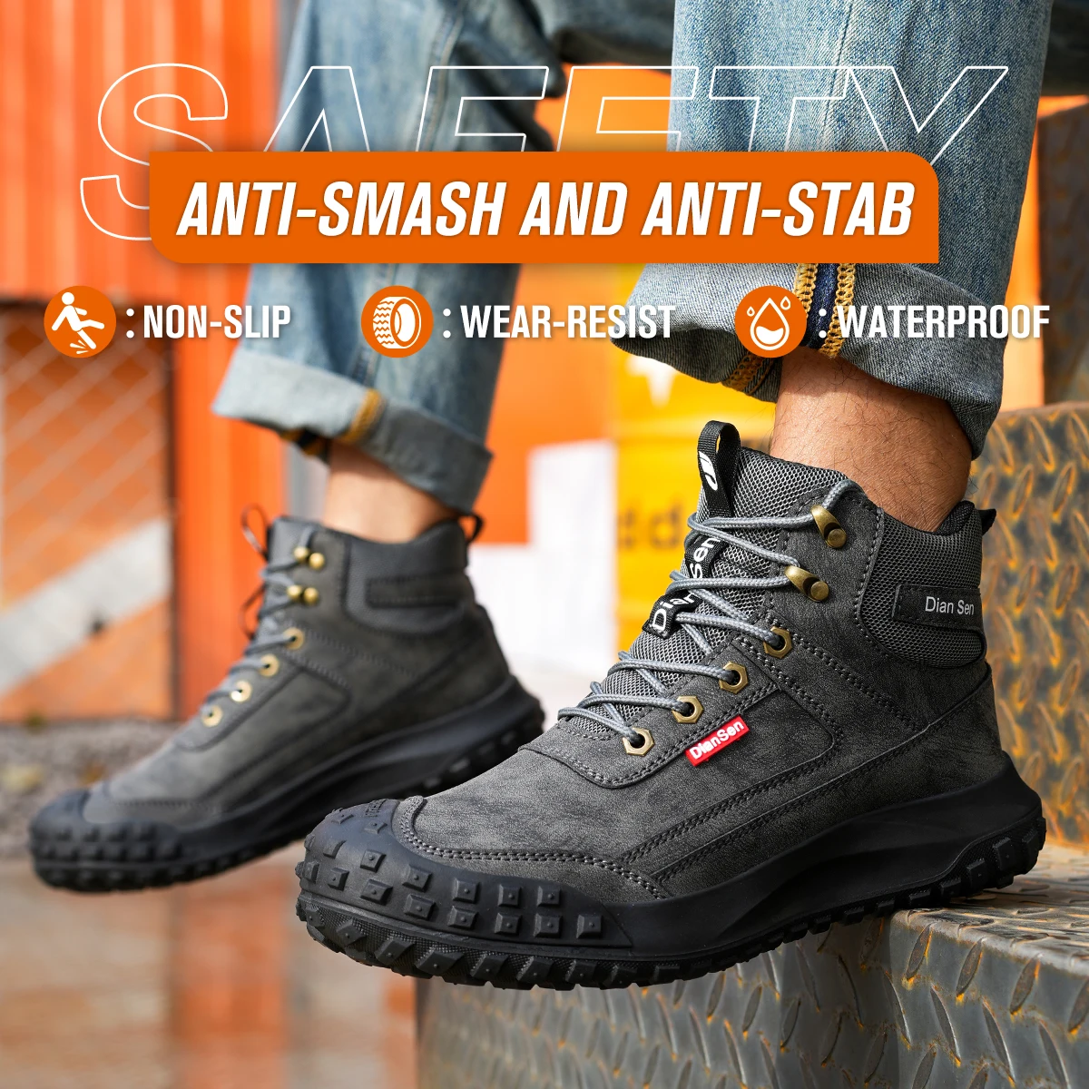 Zapatos de Seguridad con Puntera de Acero para Hombre Dian Sen, con Suelas Antiaplastamiento, Antipinchazos y Antideslizantes, Zapatos de Trabajo Industriales Modernos