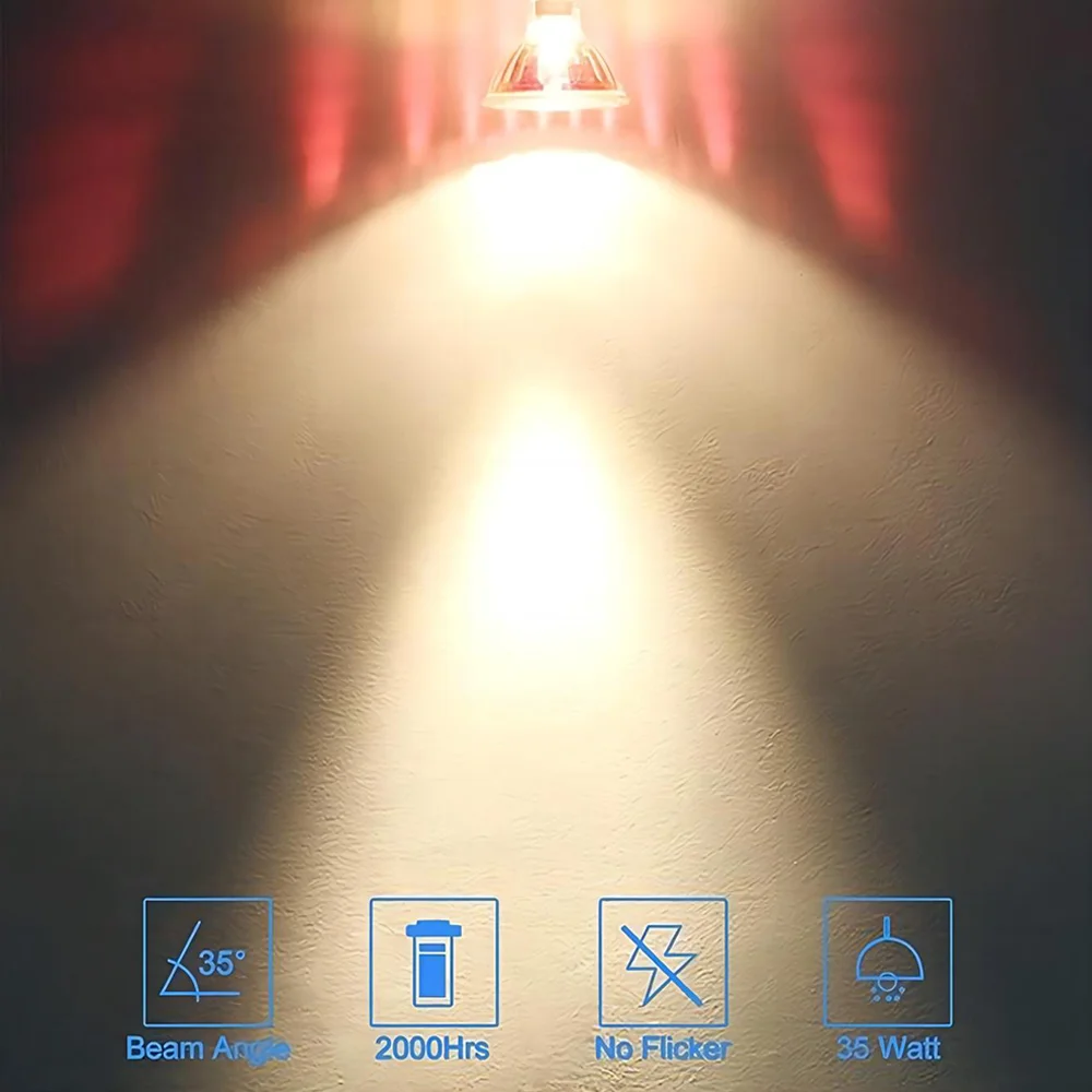 Lámpara de luz halógena Mr16 Gu5.3 12v 35w 50w con vidrio transparente