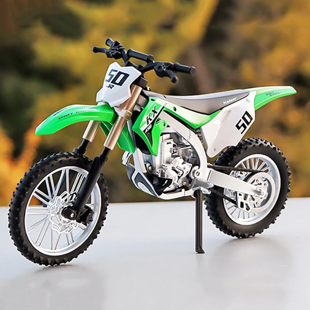 1:12 Kawasaki KX450 modelos de motocicletas de juguete aleación Diecast Ninja 400 motocicletas neumáticos de goma con absorción de impacto modelo juguetes regalo para niños