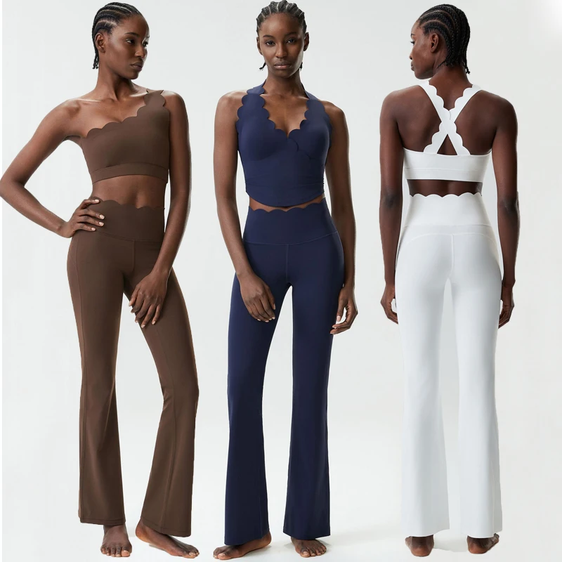 Conjunto de Yoga de Dos Piezas para Mujer, Color Sólido, Elástico, Suave, Traje de Gimnasio Transpirable de Secado Rápido, Ropa Deportiva Femenina