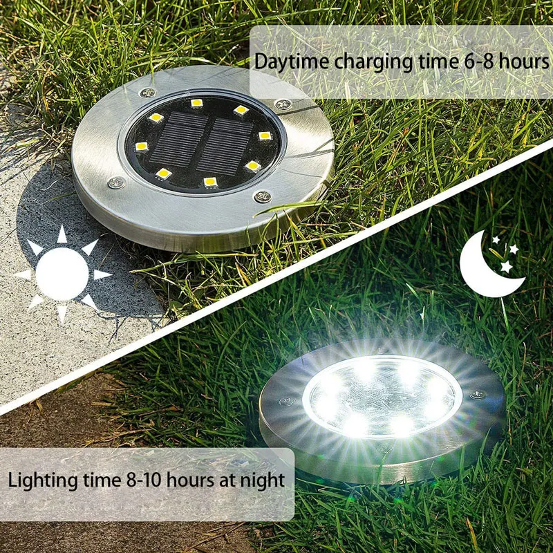 4 Uds. Lámpara de pie LED Solar 4LED/8LED luz de césped al aire libre lámparas subterráneas impermeables para decoración de césped jardín terraza patio