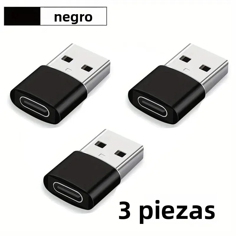 Paquete de 3 adaptadores USB a USB C, USB C hembra a USB macho de carga súper rápida y convertidor OTG Compatible con iPhone 15/14/13/12 P