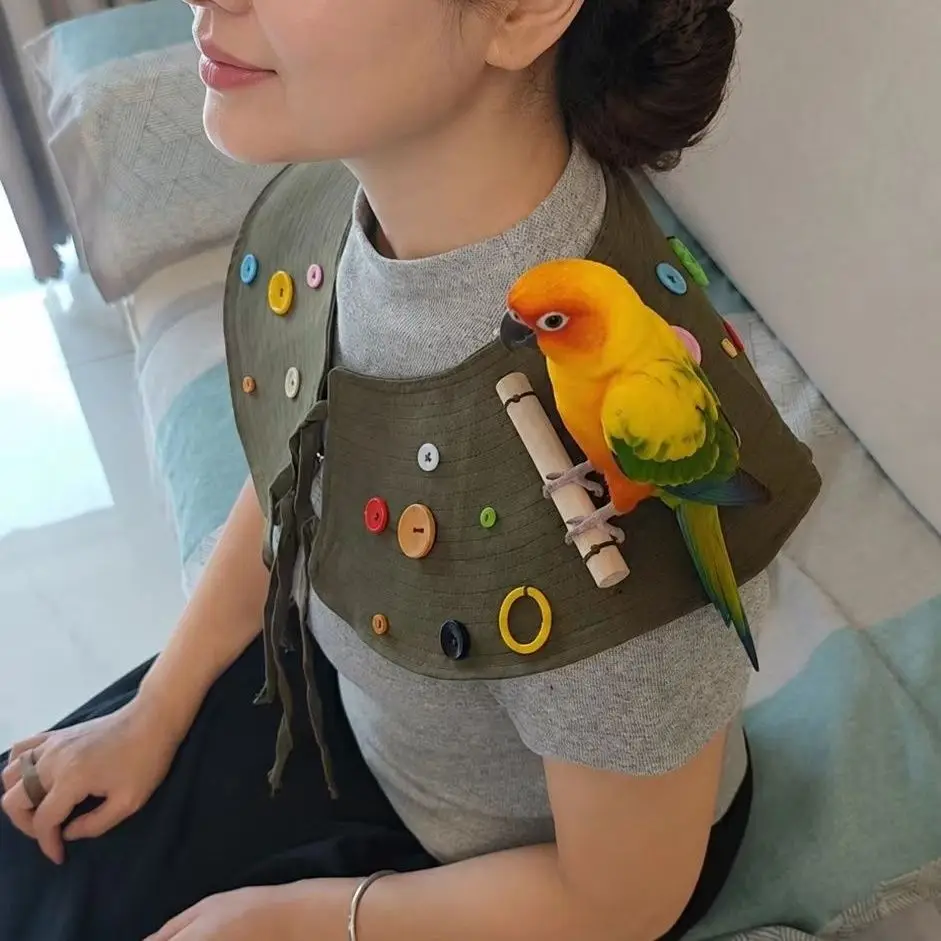 Abrigo para pájaros, entrenamiento anti-arrancamiento de plumas para loros, interacción con aves anti-mordeduras, fácil de limpiar, soporte para hombros