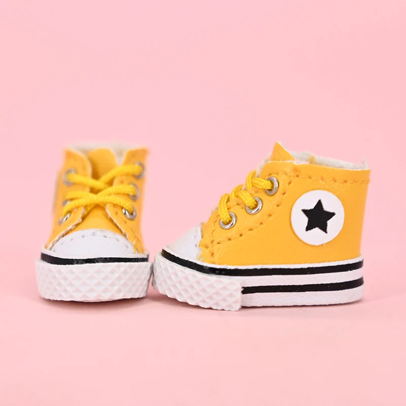 Ob11 Zapatos de muñeca de cuero con forma de estrella, zapatos informales de tacón alto con cordones para Penny, Ob11, Obitsu 11, Holala, Gcs, 1/12bjd