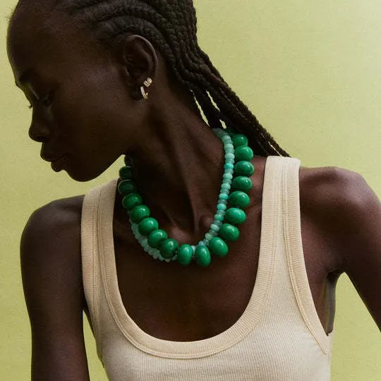 Collar de Moda Bohemia Casual con Cuentas de Resina Dopamina, Gargantilla con Dijes, Joyería Gruesa de Verano de Tendencia para Mujer, Uso Diario y Vacaciones