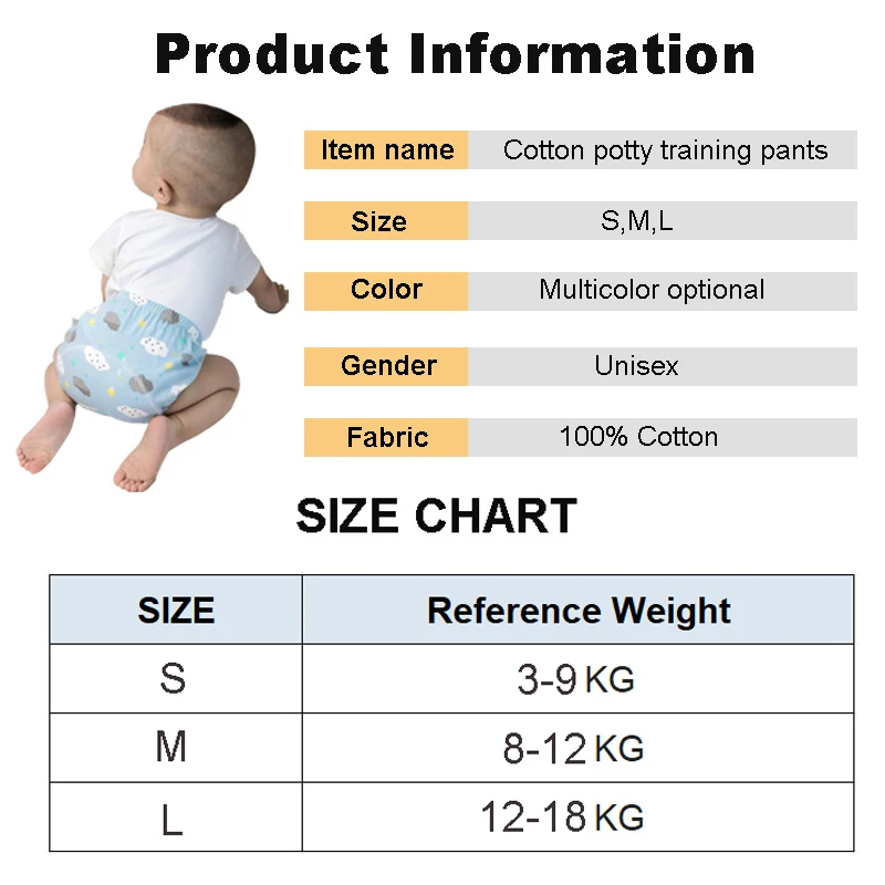 Pantalones de entrenamiento para ir al baño reutilizables para bebés, pañales de tela ecológicos de algodón para niños pequeños, bragas impermeables lavables, ropa interior para niños y niñas