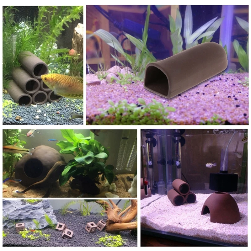 Refugio de cerámica para acuario, cueva de cría, decoración, tubo oculto para acuario, pecera, nido de camarones, adornos de cueva para casa