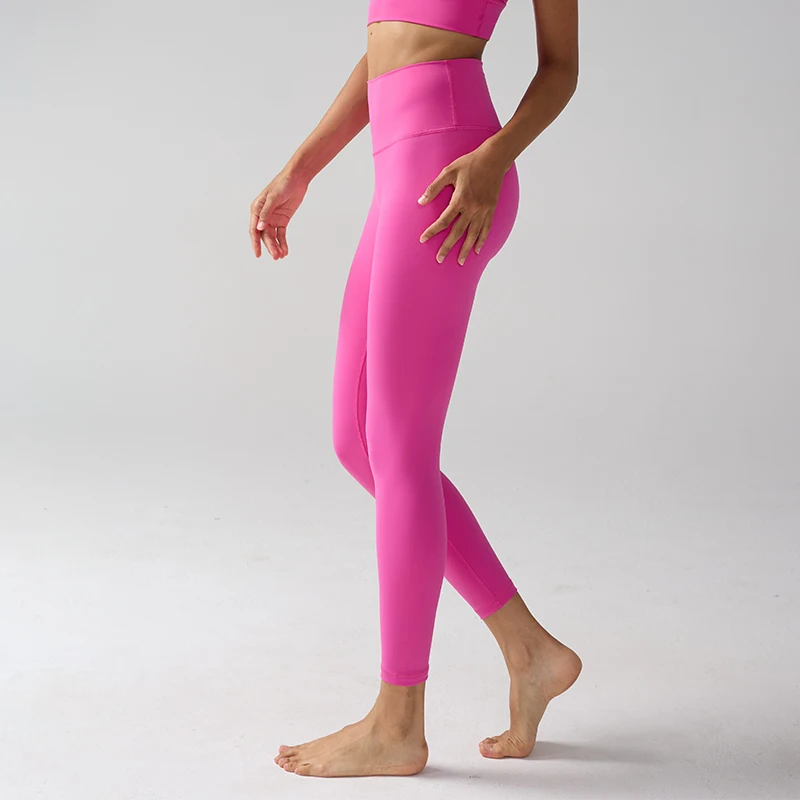 Mallas de cintura alta con sensación desnuda para mujer, mallas deportivas para correr y Yoga, mallas ajustadas para gimnasio energético, mallas de entrenamiento informales