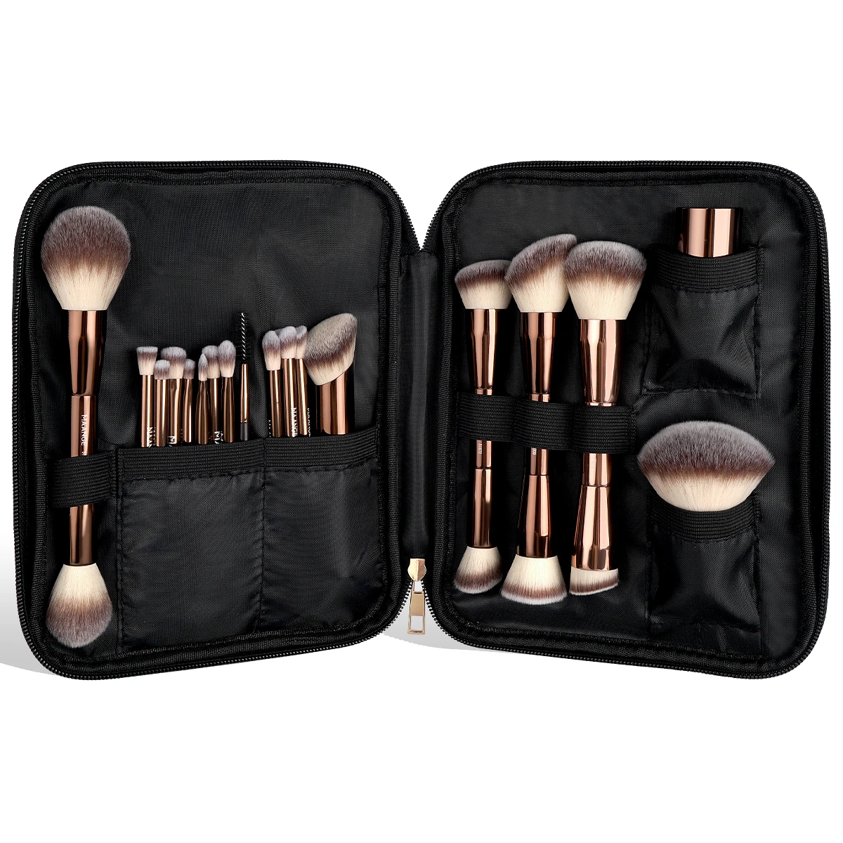 MAANGE 20 piezas pinceles de maquillaje profesionales + bolsa de almacenamiento base en polvo rubor sombra de ojos cepillo herramienta organizadora de mezcla de belleza