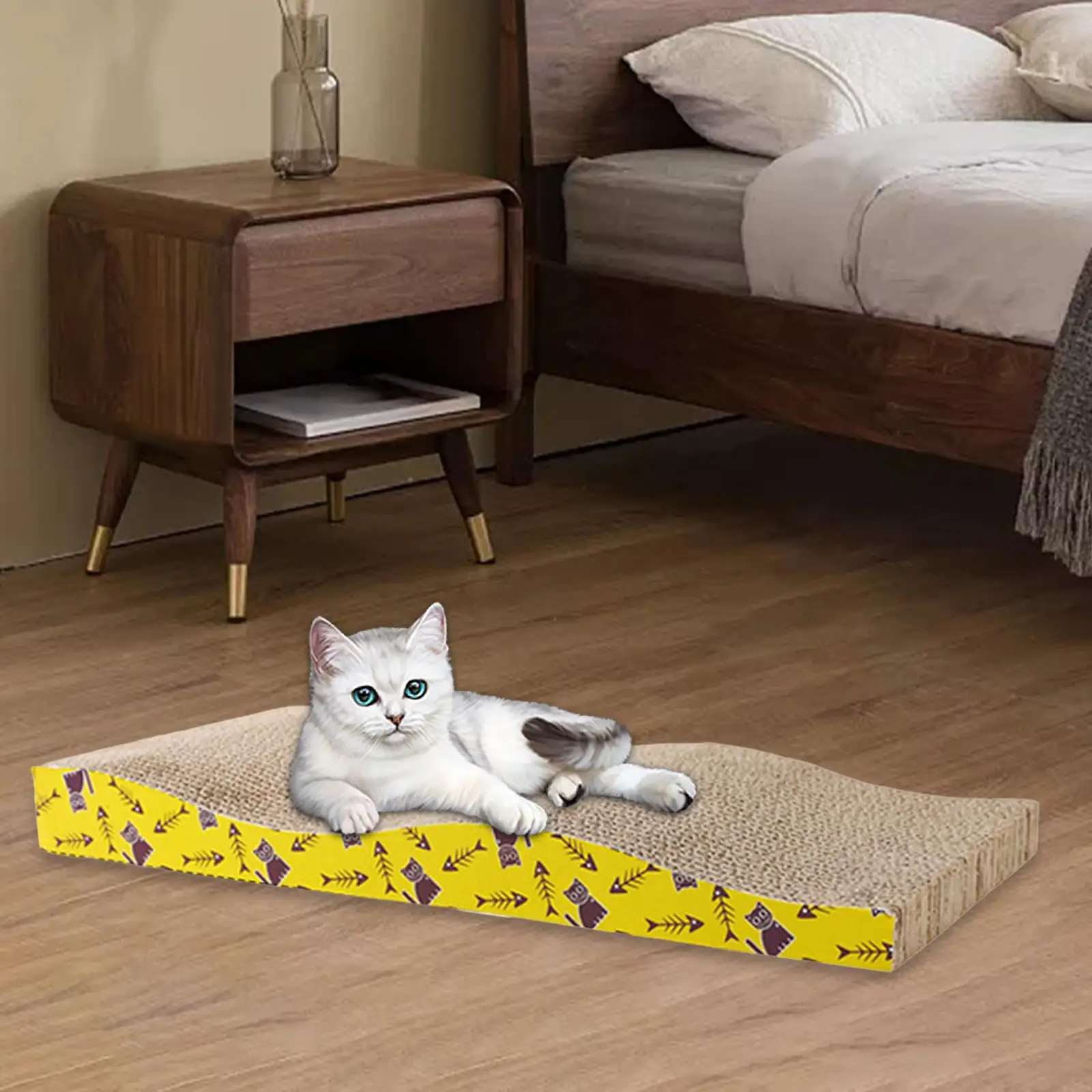 Cama rascadora de cartón para gatos, almohadilla para rascar, nido, tabla para dormir, gatos pequeños, medianos y grandes