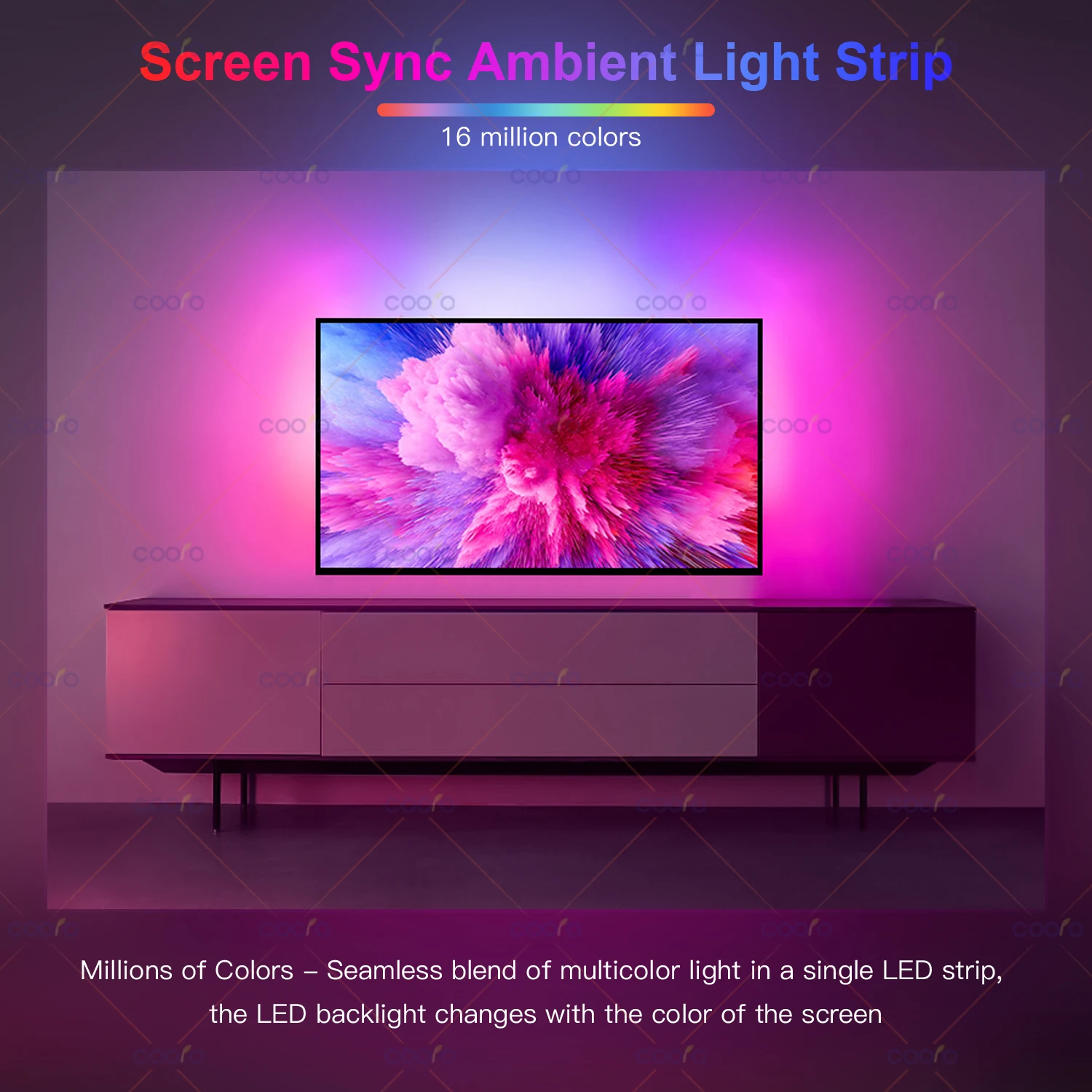 Pantalla de retroiluminación ambiental para Monitor de TV y PC, Kit de tiras de luz LED con efecto Multicolor, sincronización de Color, DC5V, USB, decoración de ambiente