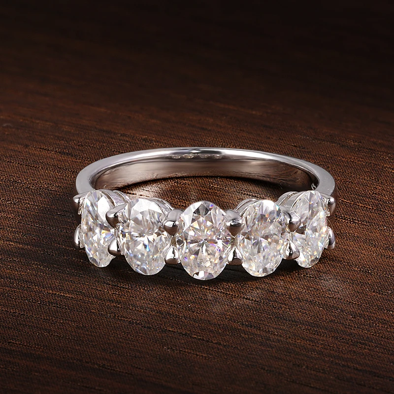 KNOBSPIN D VVS1 4*6mm anillos ovalados de moissanita para mujer joyería fina compromiso boda bandas de eternidad con anillo de plata GRA s925