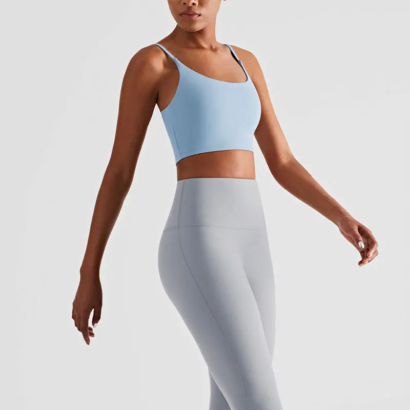 2024 nuevo tirantes de Color sólido Yoga Fitness sensación desnuda Sujetador deportivo chaleco de gimnasio chaleco transpirable de secado rápido para correr ropa de gimnasio