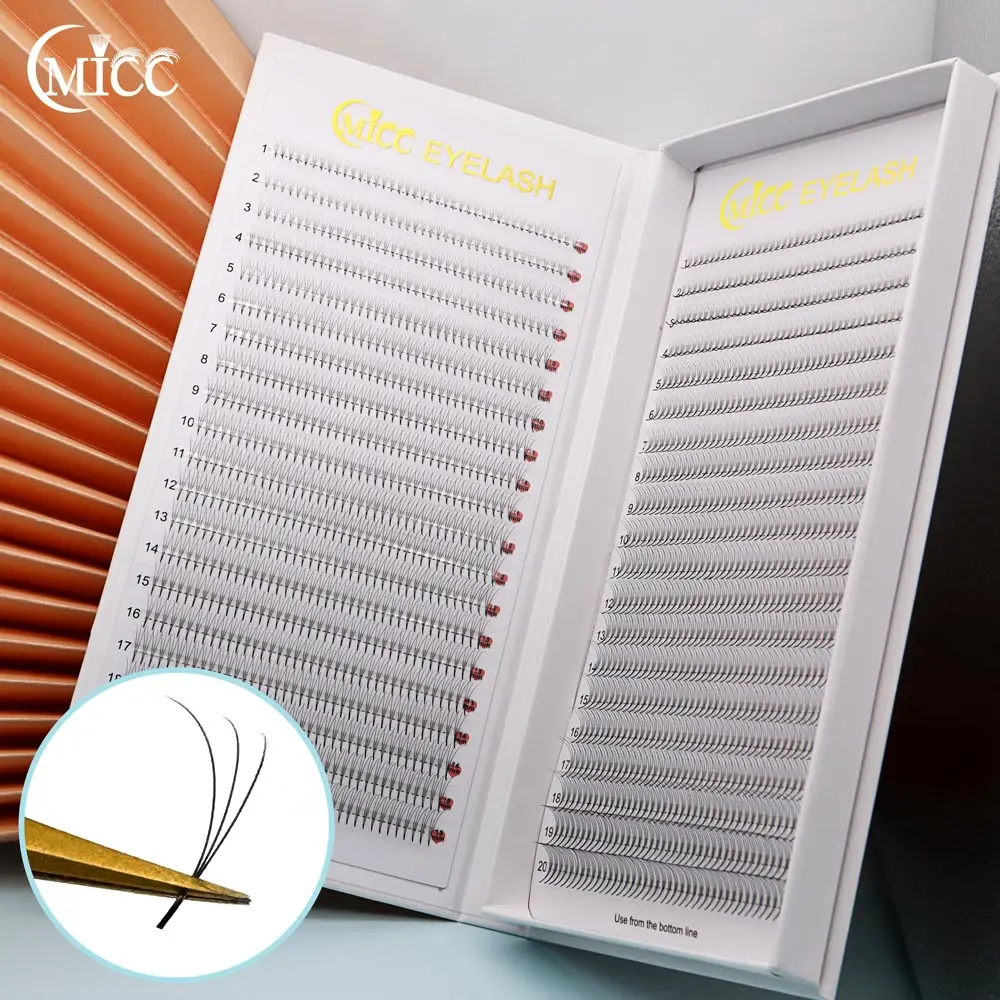 40 líneas 2D 1600 ventiladores 20D XXL bandeja ventiladores de volumen rusos tallo puntiagudo extensión de pestañas prefabricadas extensiones de pestañas de raíz delgada