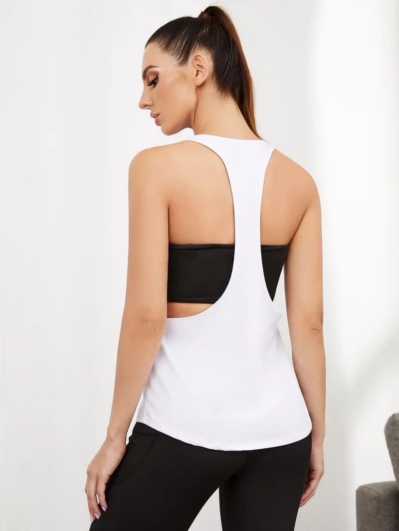 Chaleco de Fitness para Yoga para mujer, blusa deportiva de Color sólido hueco, informal, sin mangas, Irregular, Verano