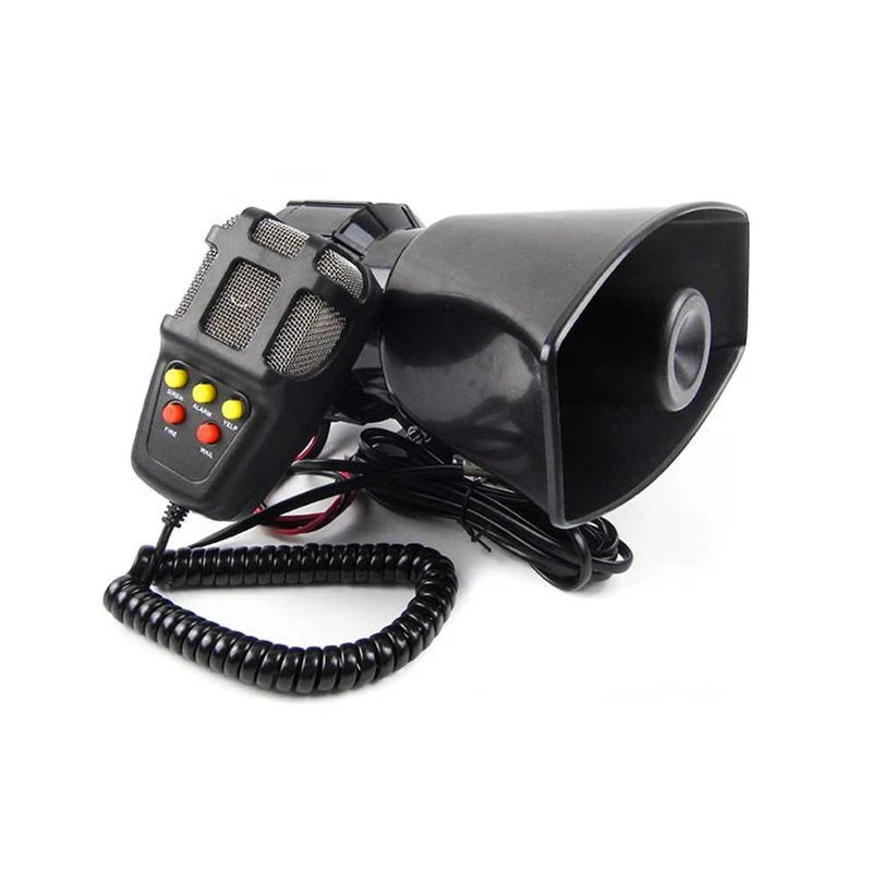 EAFC bocina de coche 7 sonidos sirena de coche bocina de aire tono sirena de coche bocina micrófono PA sistema de altavoces amplificador de emergencia sirena 12V
