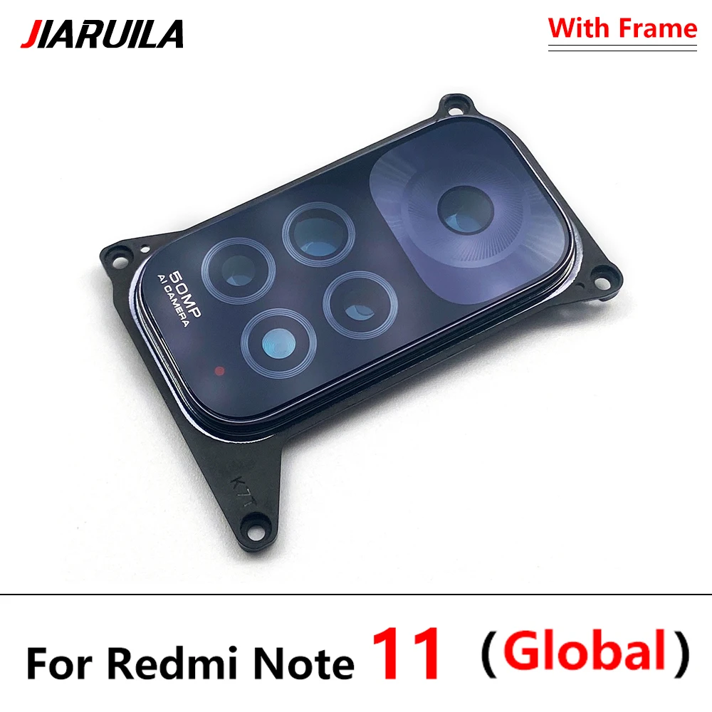 Nuevo marco de cubierta circular de lente de cristal de cámara trasera para Xiaomi Redmi Note 11S 11 Global 4G con adhesivo