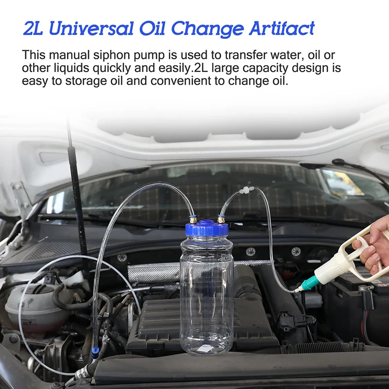Artefacto de cambio de aceite de motor Universal de 2L, bomba de aceite de succión Manual, herramienta de mantenimiento al vacío para coche, camión, remolque, motocicleta