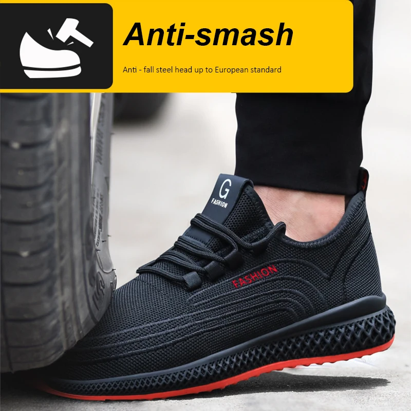 Mangu Air Mesh zapatos de trabajo con punta de acero, zapatos de trabajo transpirables, zapatos de seguridad para hombre y mujer, botas de seguridad ligeras a prueba de pinchazos